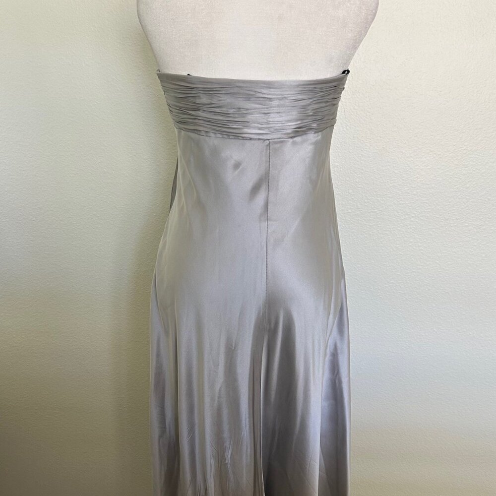 Laundry Black Label 100% Silk Strapless Evening Gown SZ12 Silver Wedding Events - Picture 6 of 15